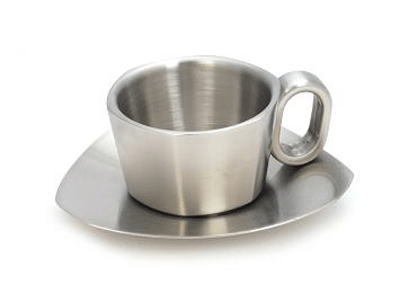 Coffe cup and saucer in stainless steel