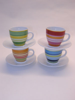 Espresso set striped print