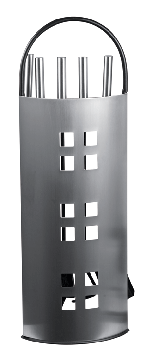 Fireplace set stainless steel "squares"