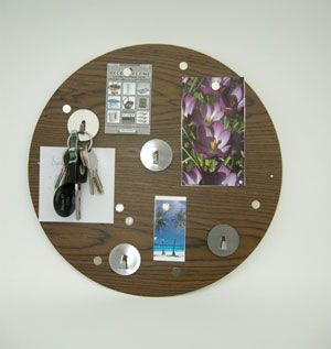 Memobord "walnoot", rond met haken