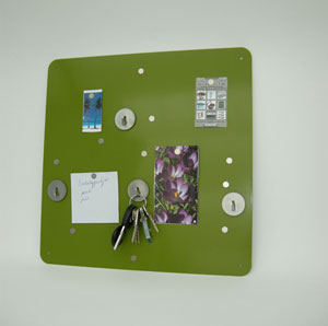 Square olive memo board with hooks